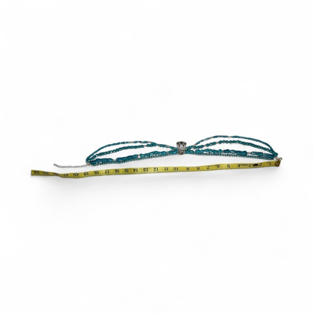 Turquoise Beaded Necklace with Silver Pendant - Picture 4 of 4